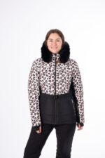 Smučarska jakna ženska AULP CAPRI črna, leopard - slika 3
