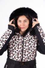 Smučarska jakna ženska AULP CAPRI črna, leopard - slika 6