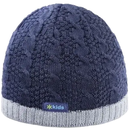 Otroška pletena kapa KAMA KIDS MERINO MODRA - slika 1