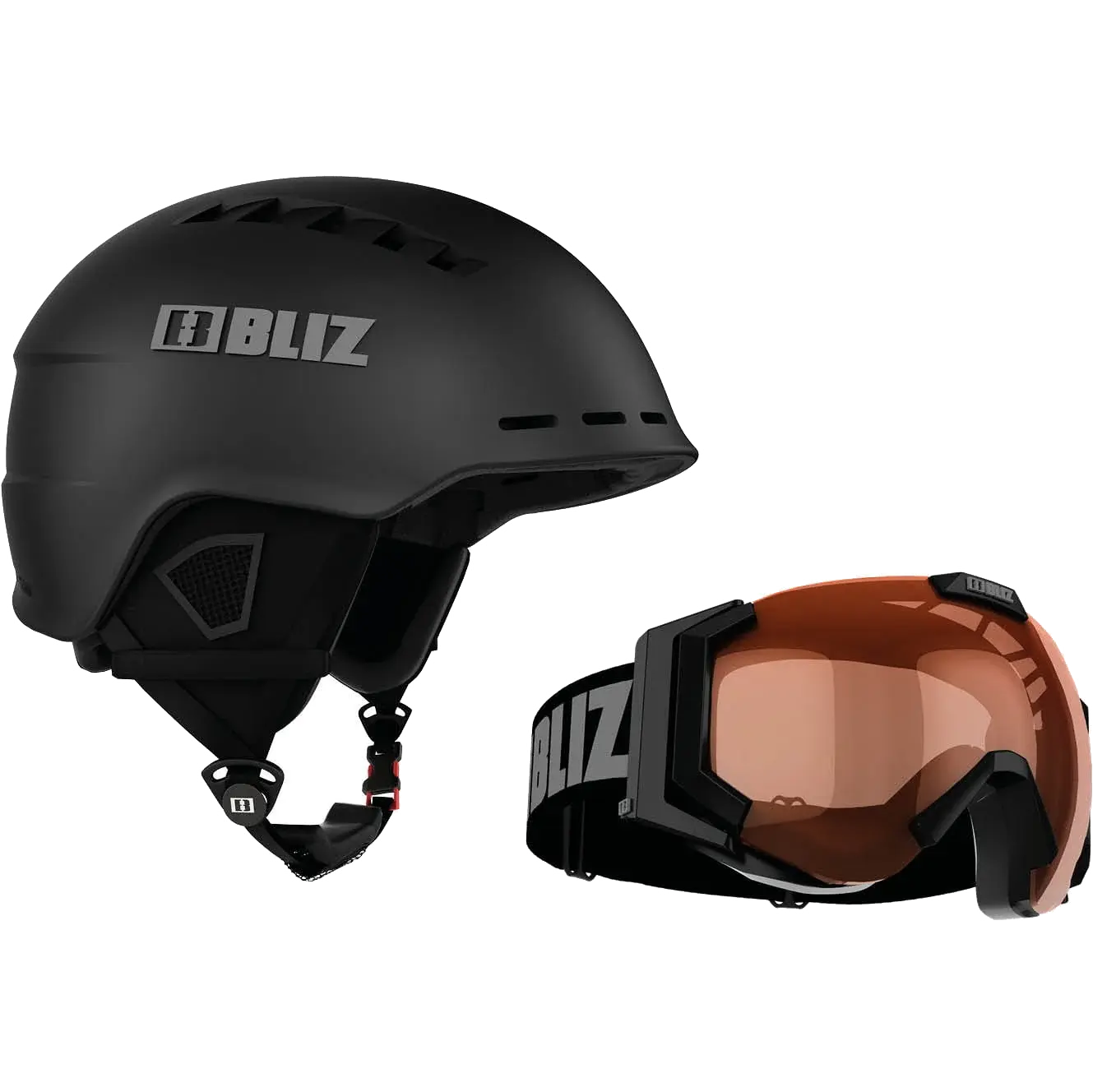 Smučarska čelada + smučarska očala BLIZ HEAD COVER + CARVER ČRNA - slika 1