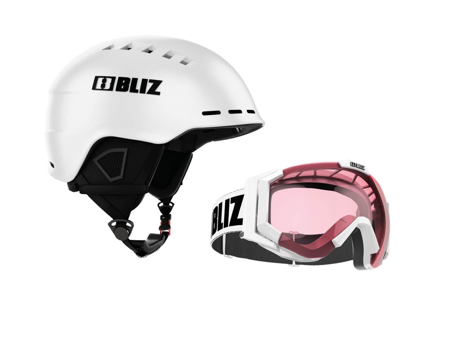 Smučarska čelada + smučarska očala BLIZ HEAD COVER + CARVER BELA - slika 1